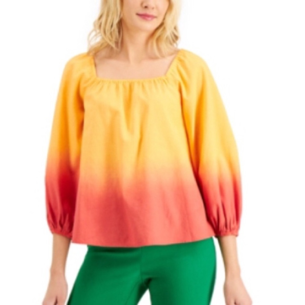 Linen Charter Club Luxury Ombre Linen Blend Blouse Size XL